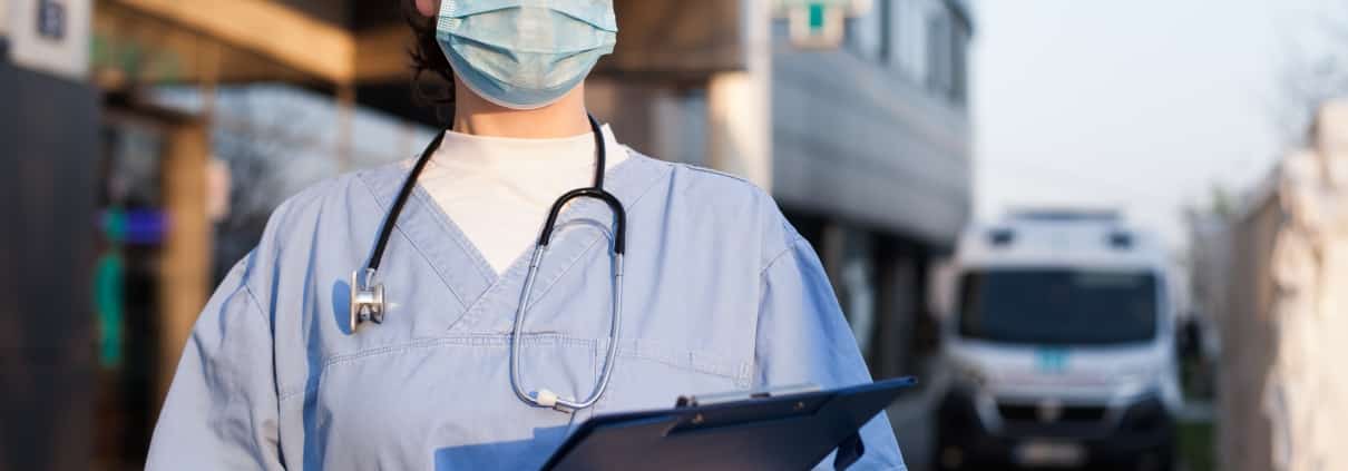 Nurse waiting for an ambulance