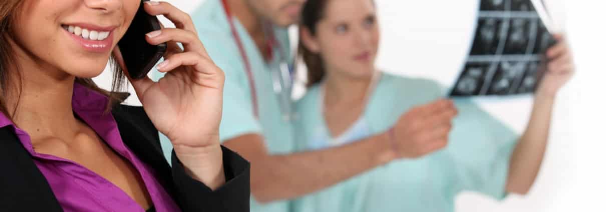 Hospital manager on the phone