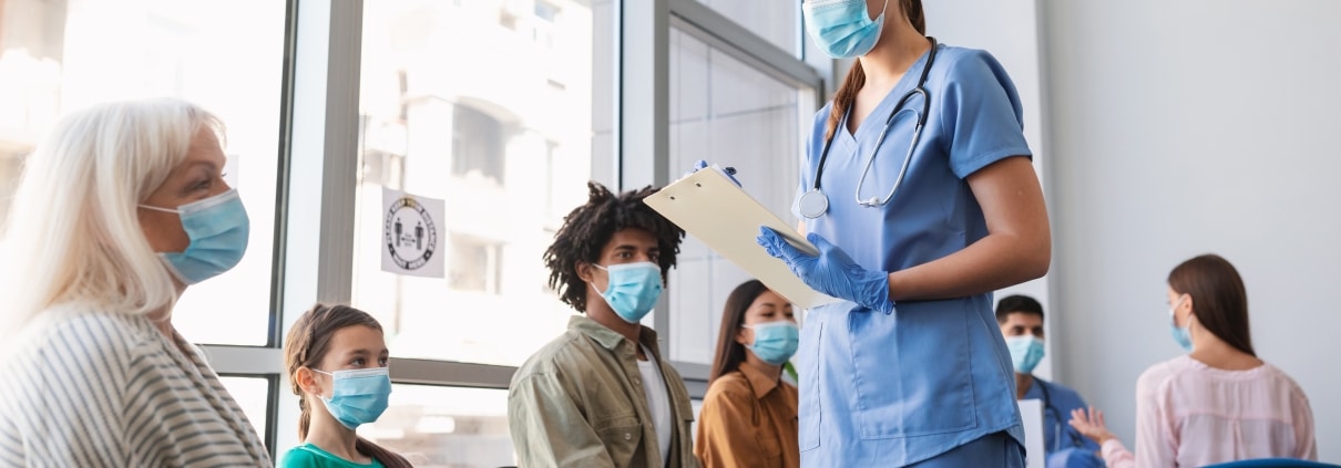 Nurse with diverse group of people