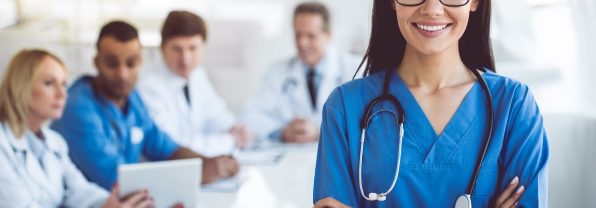 Close up of young medical worker