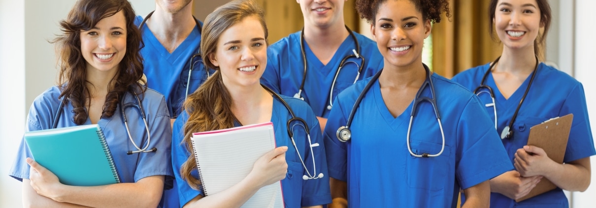 Smiling group of medical students